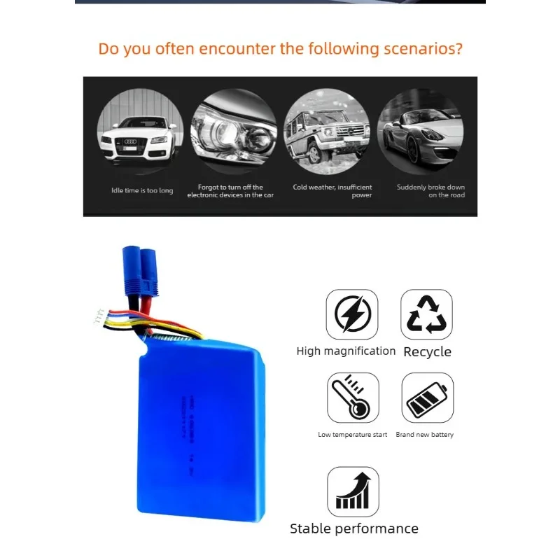 In Stock  High Magnification Starter Pack Replacement Battery Pack 11.1V14.8V Emergency Car Rescue Ignition 656085 606080