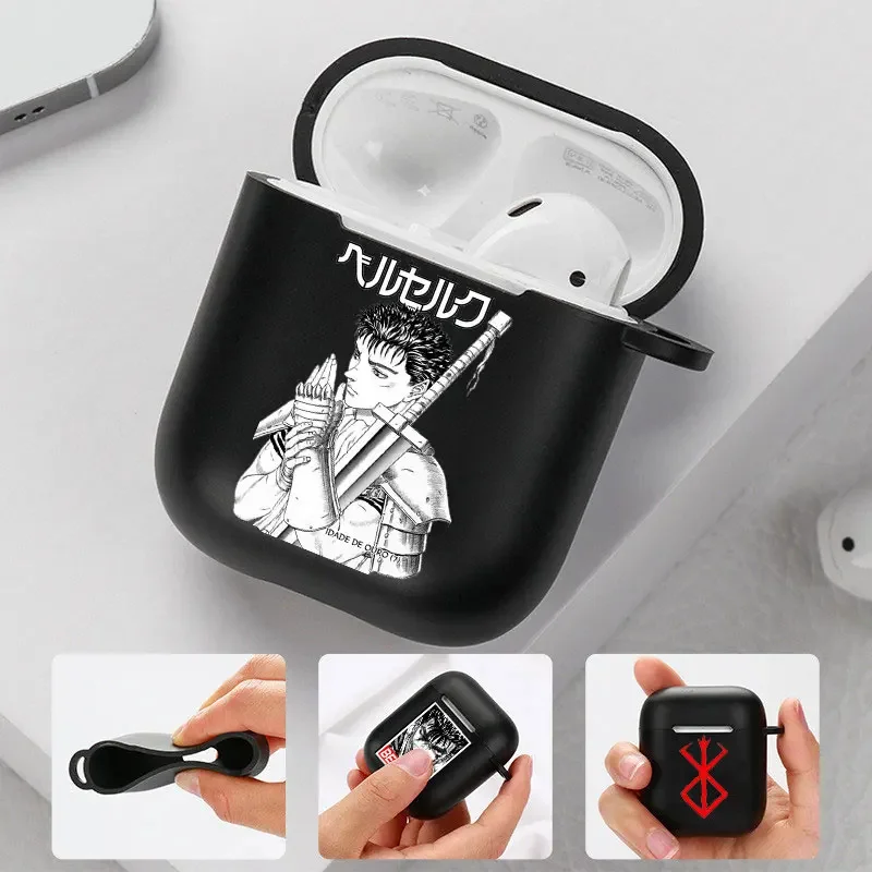 Japon animesi AirPods k Guts Zodd kulaklık kutusu için AirPods 1 2 3 Pro siyah yumuşak silikon kablosuz Bluetooth kulaklık durumda