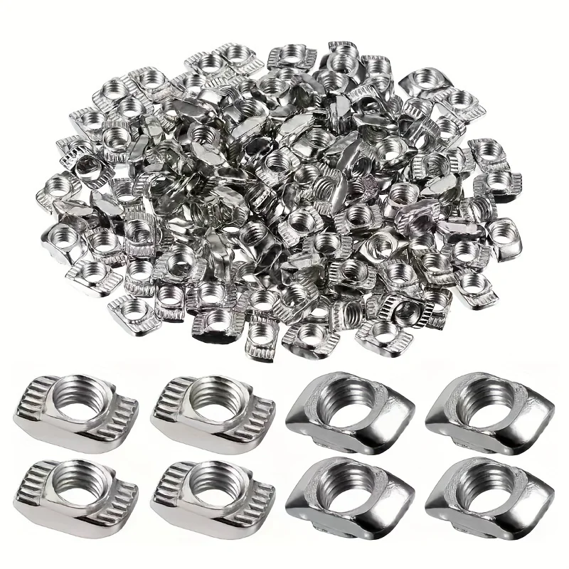 50pcs M3/M4/M5 T-Slot Nuts - Sliding Hammer-in T-Nuts for Aluminum Profile Fastening Connectors