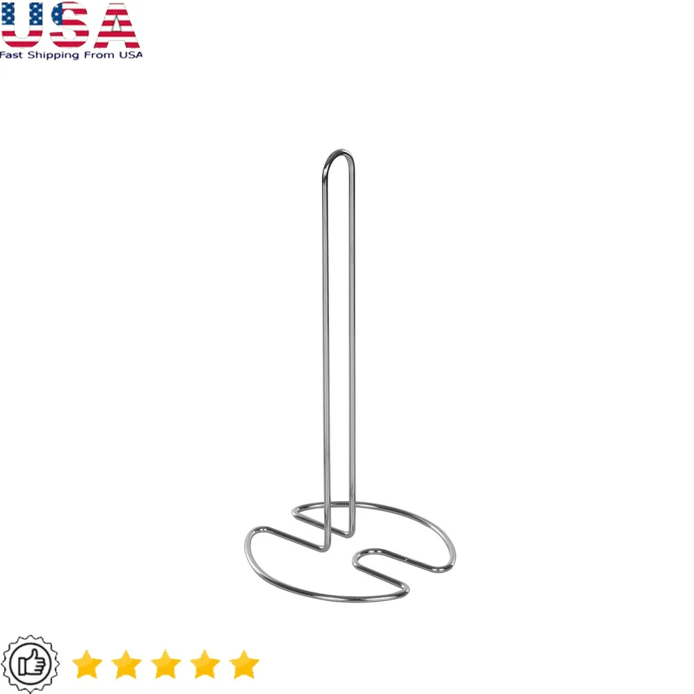 

Stainless Steel Paper Towel Holder Countertop Non-Slip Design Durable Finish Fits Standard Rolls Easy Clean Kitchen Accessory
