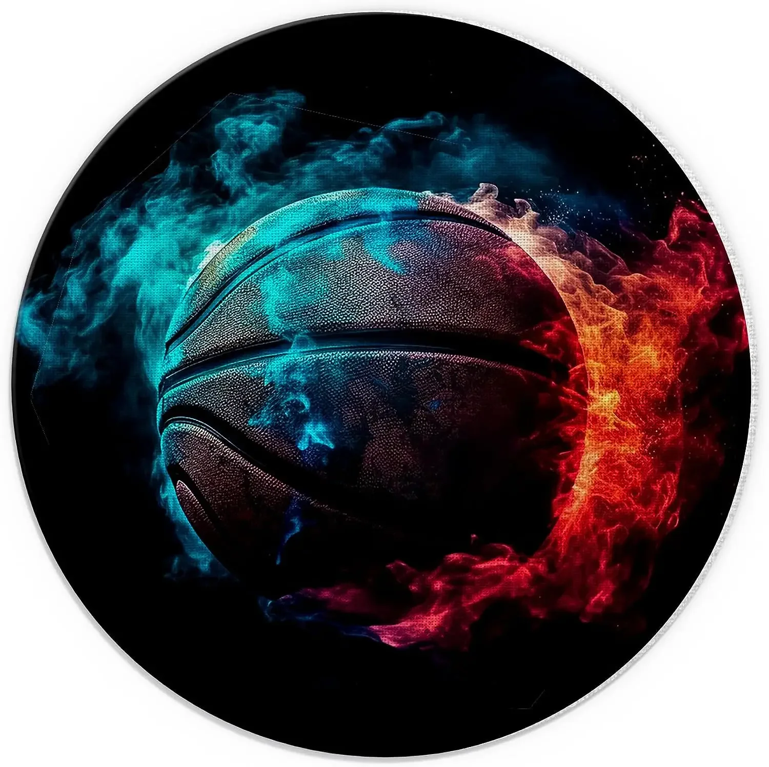 

Color Splash Basketball Funny Round Mousepad Non-Slip Rubber Gaming Pads Office Work Dorm Laptop Basketball Enthusiast Gifts
