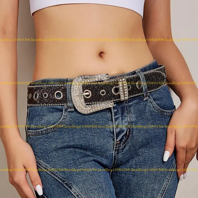 15yc Shinning Buckle Buckle Belts for Jeans قابلة للتعديل حزام قابلة للتعديل ل Cowboy Cowgirl المراهقين الجينز تنورة