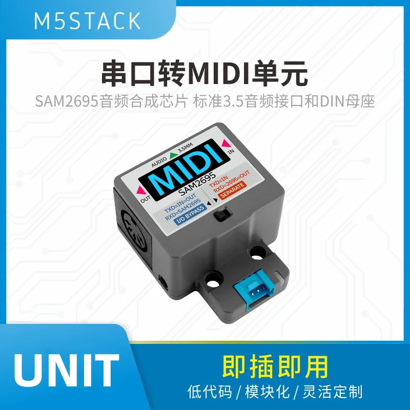 Official M5Stack Unit MIDI Serial to MIDI Unit SAM2695 Audio Source Processing 3.5 Interface