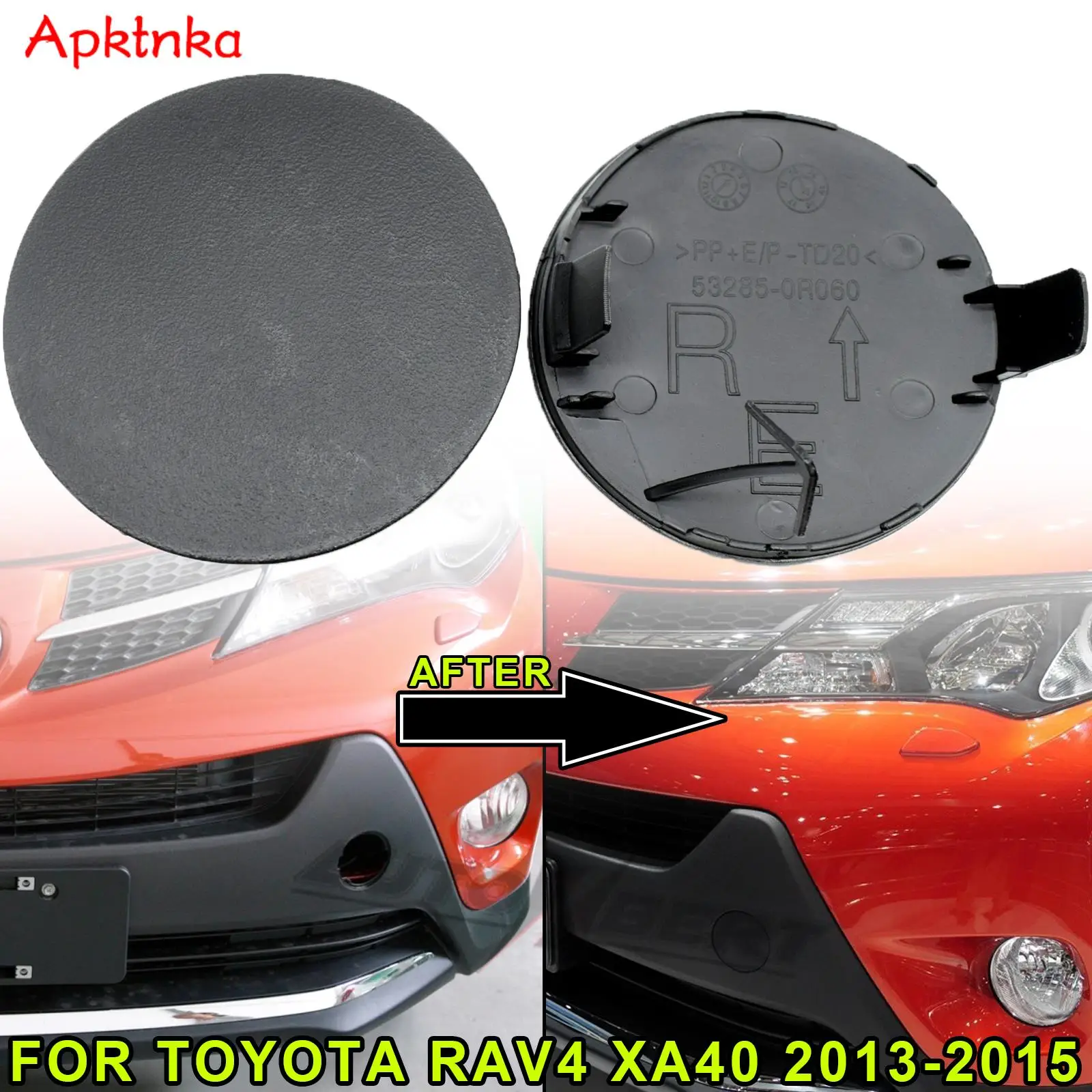 2pcs For Toyota RAV4 XA40 2013-2015 Front Bumper Tow Hook Cover Eye Towing Caps Trailer Right Left Lid 53285-0R060 53286-0R060