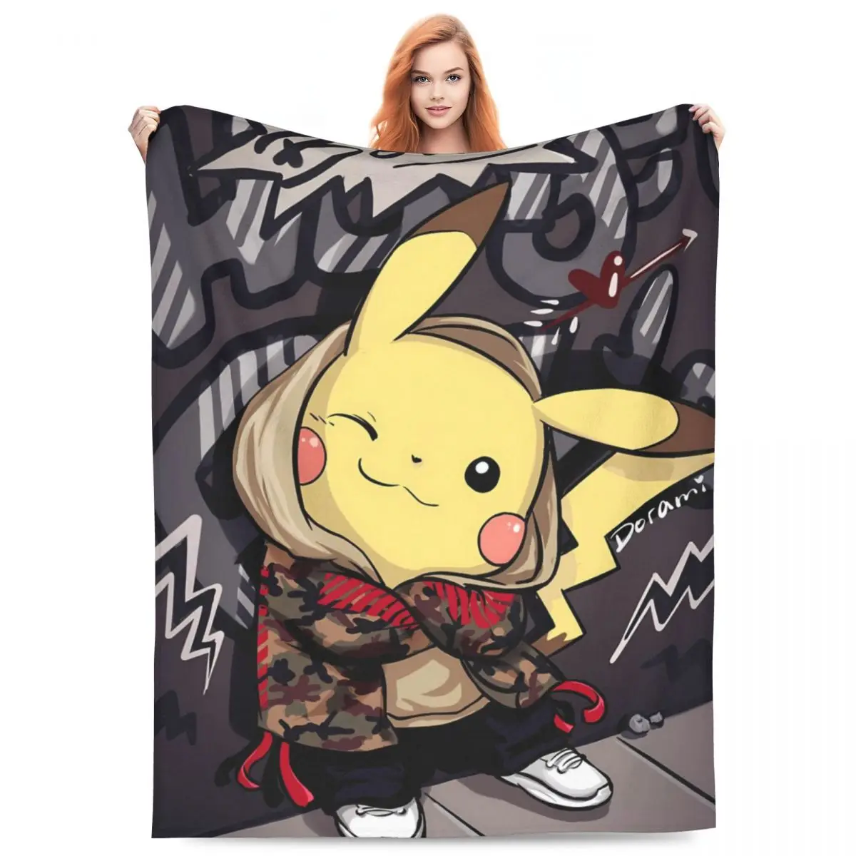 Soft Warm Blanket Travel Pikachu Cartoon Throw Blanket Flannel Bedspread For Bedroom Print Sofa Bed Cover