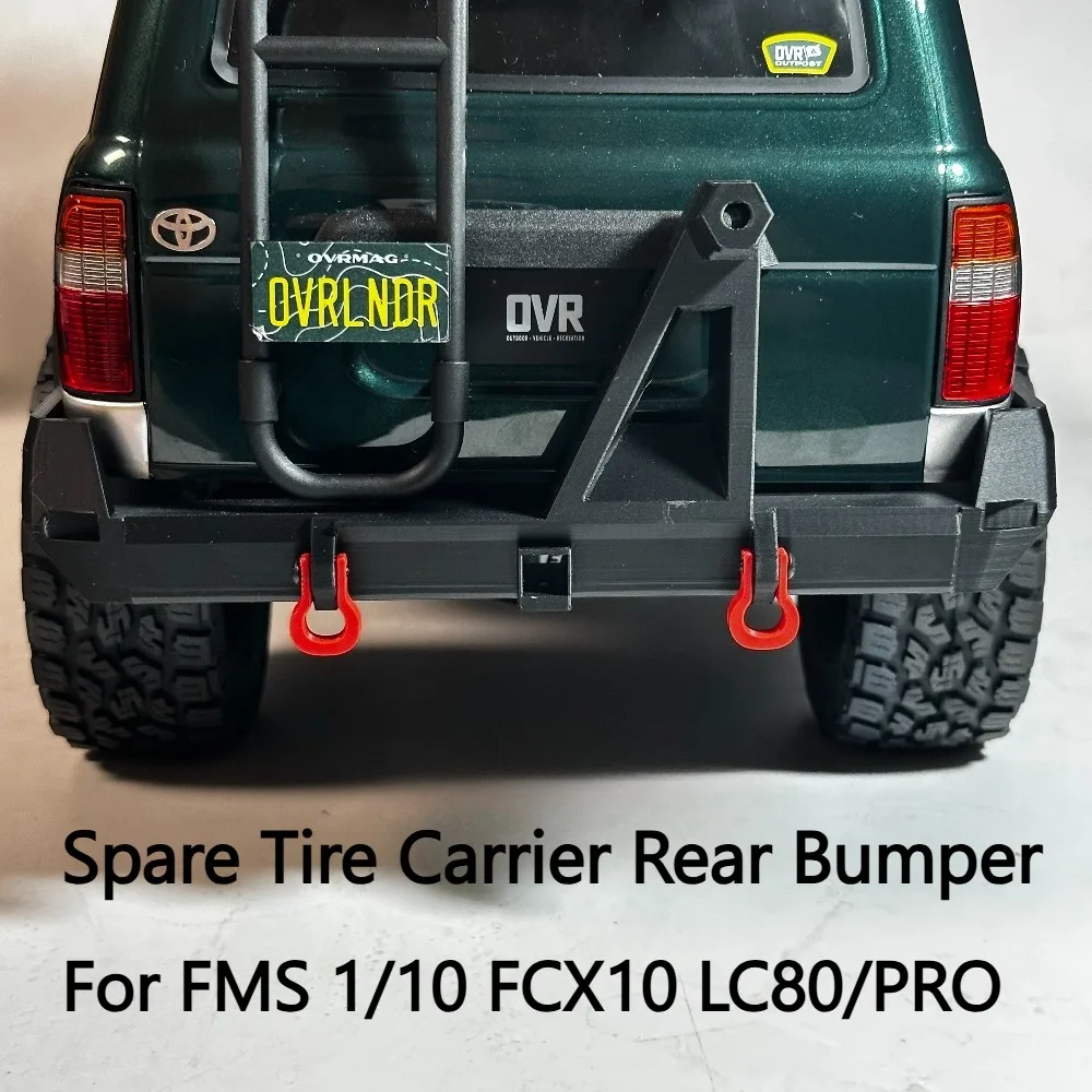 RC Crawler Upgrade Mod Parts Custom Spare Tire Carrier Rear Bumper For FMS 1/10 FCX10 LC80/PRO Simulation Decor Accessories