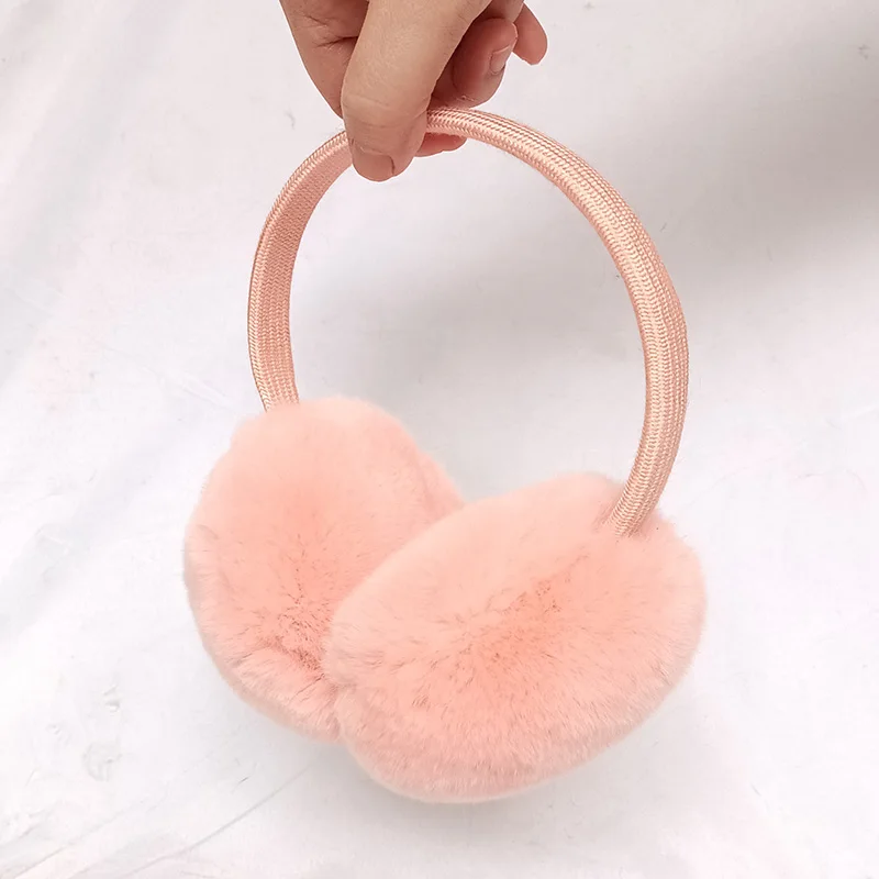 

2024 Luxury Real Rex Rabbit Fur Earcap Thick Warm Winter Women Soft Genuine Fur Earmuffs Female Ear Warmer