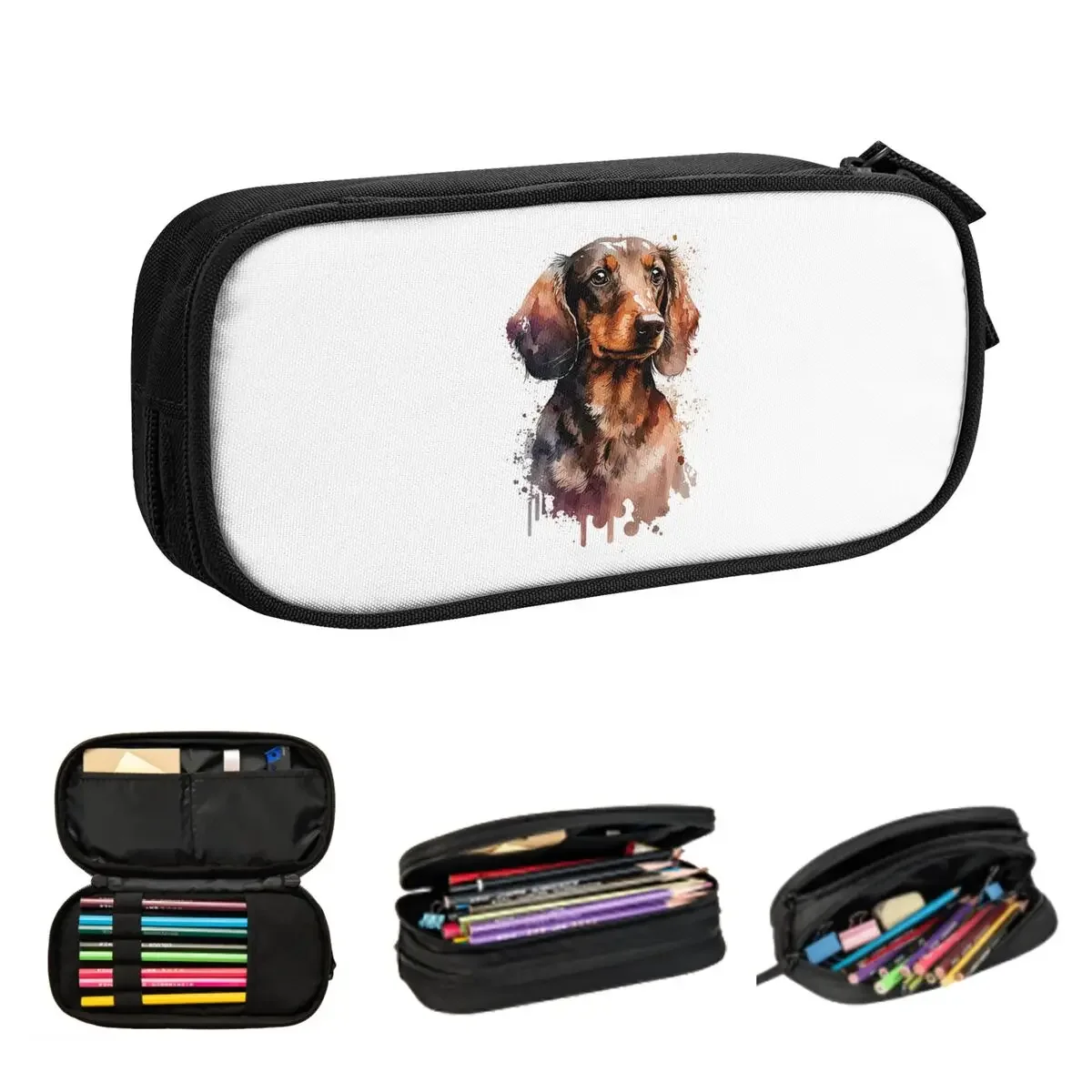 

Dachshund Dog Animal Pencil Cases Large Storage Pen Bags Pen Box Pencil Pouch For Boys Girls Students Stationery School Office