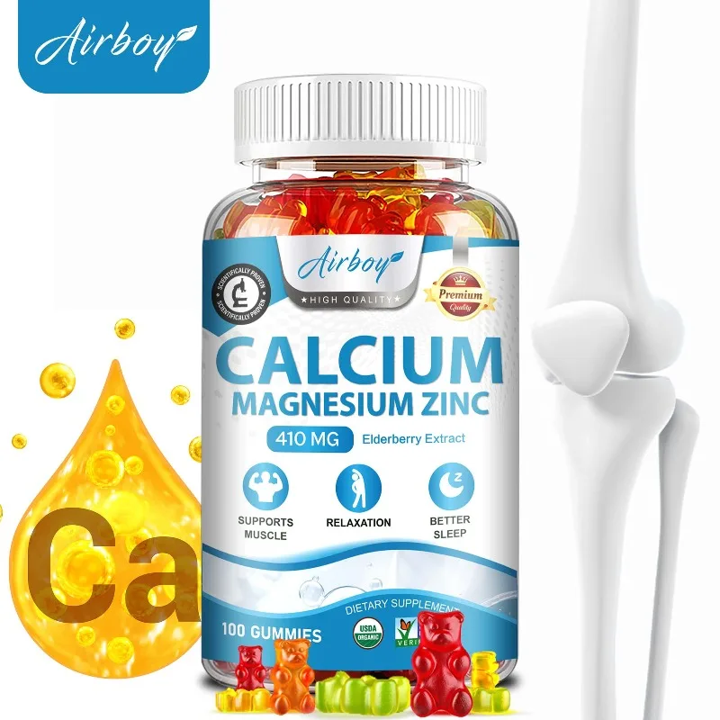 

Calcium Magnesium Zinc Gummies - Reduce Stress, Improves Mood, Supports Bone, Nerve and Muscle Health, Increases Energy Levels