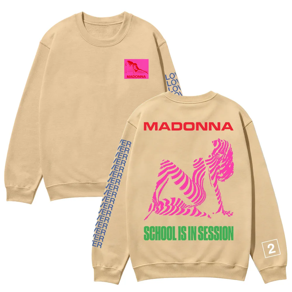 School Is in Session Madonna Merch Long Sleeve Shirt Unisex Pop Singer Round Neck Sweatshirt Casual High Street Fashion Pullover