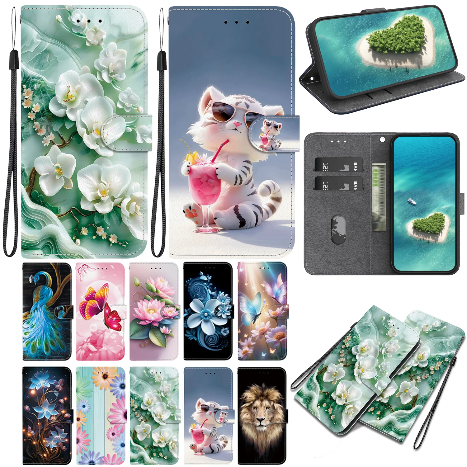 حافظة محفظة قابلة للطي لهاتف Realme Note 60 70T Narzo 80 Lite 60X 30 50 60 Pro 5G N55 N53 محفظة بنمط مغناطيسي مطلي