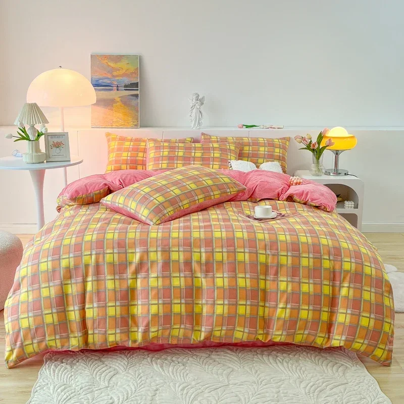 Small Plaid Pattern Duvet Cover Queen King Size Quilt Comforter Cover Soft Microfiber Bedding Fashion Bedclothes Home Decor 1Pc