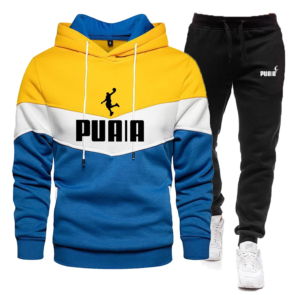 2 Pieces Sets Tracksuit Hooded Sweatshirt +Drawstring Pants Male Sport Hoodies Running Sportswear Men Women Brand Autumn Winter