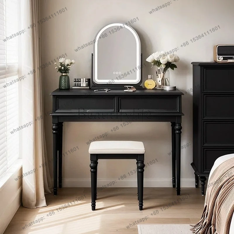 retro solid wood dresser small bedroom black small apartment makeup table medium antique master bedroom
