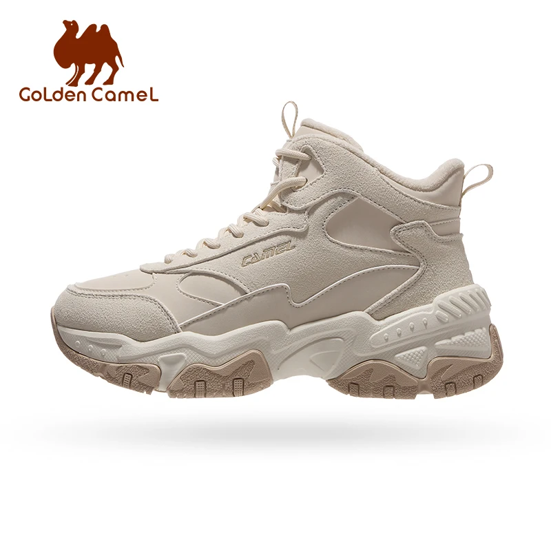 GOLDEN CAMEL Women's Winter Boots Velvet High-Top Warm Cotton Casual Shoes for Women Water-repellent Hiking Footwear Comfortable
