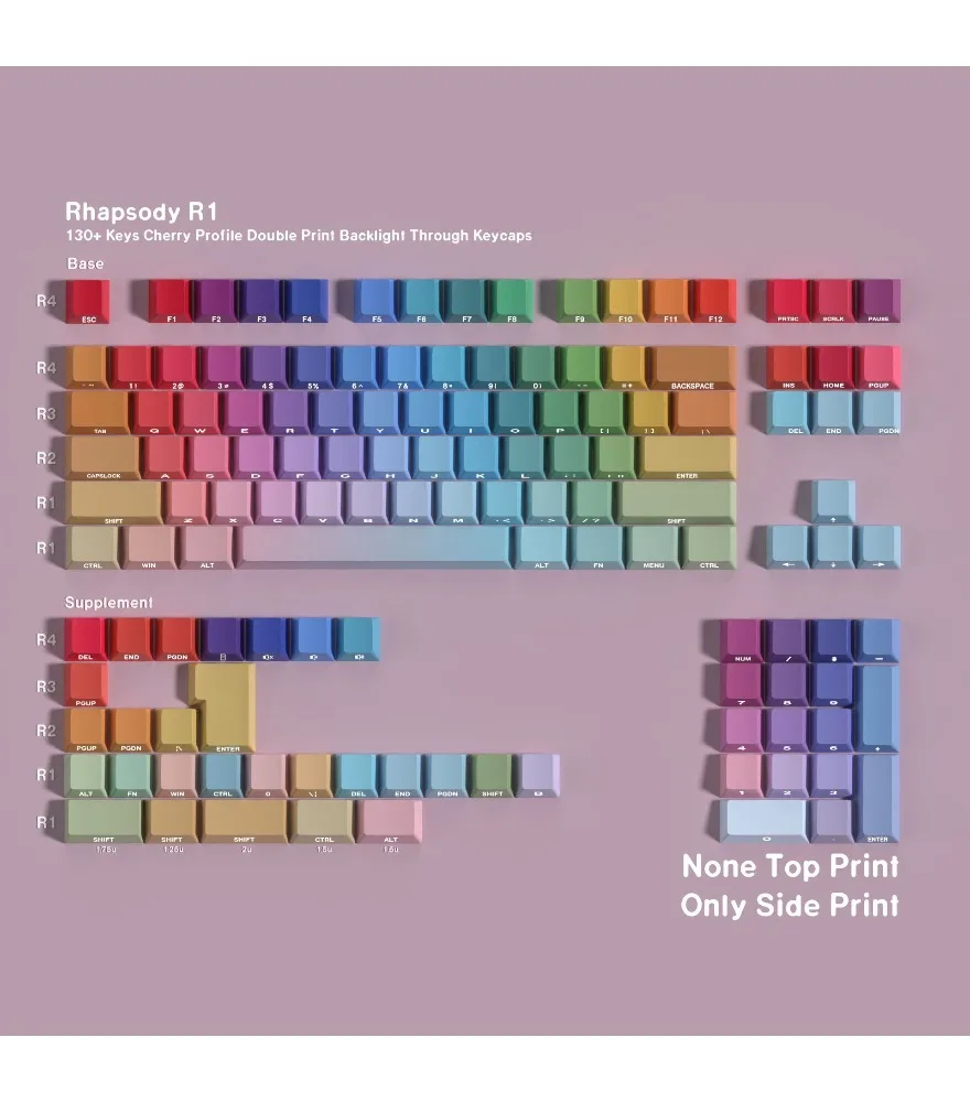 Keycap Korean Russian Thai European small language Wooting double engraving light transmission Pbt original full set