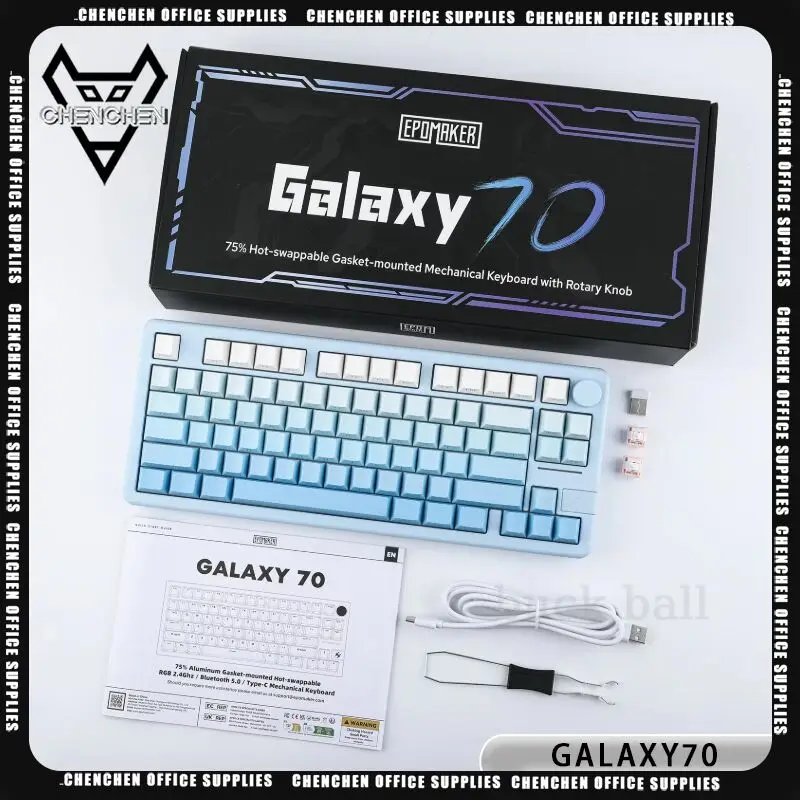 Epomaker Galaxy70 Wireless Mechanical Keyboard 3mode Rgb Knob Aluminium Alloy Laptop Hot Swap Gamer Pc Gaming Keyboard Custom