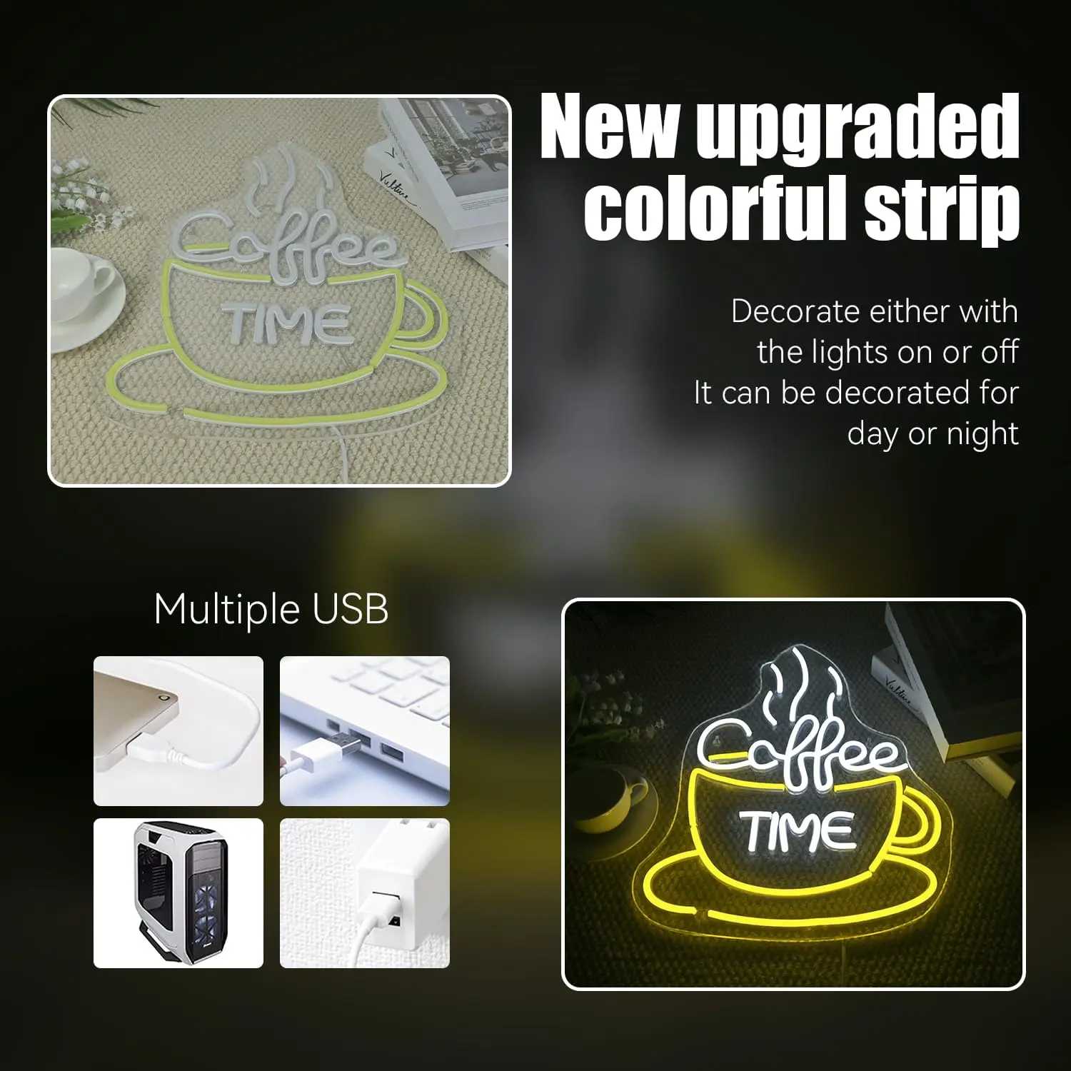 Coffee Time Neon Sign Light Up Wall Decor for Coffee Shop Small Acrylic Art Decor Dessert Shop Bakery Cafe