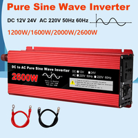 Inverter 12v 24v 220v Pure Sine Wave 1000W 1600W 2200W 2600W DC To AC 220V Portable Power Supply Converter Car Solar Inverter