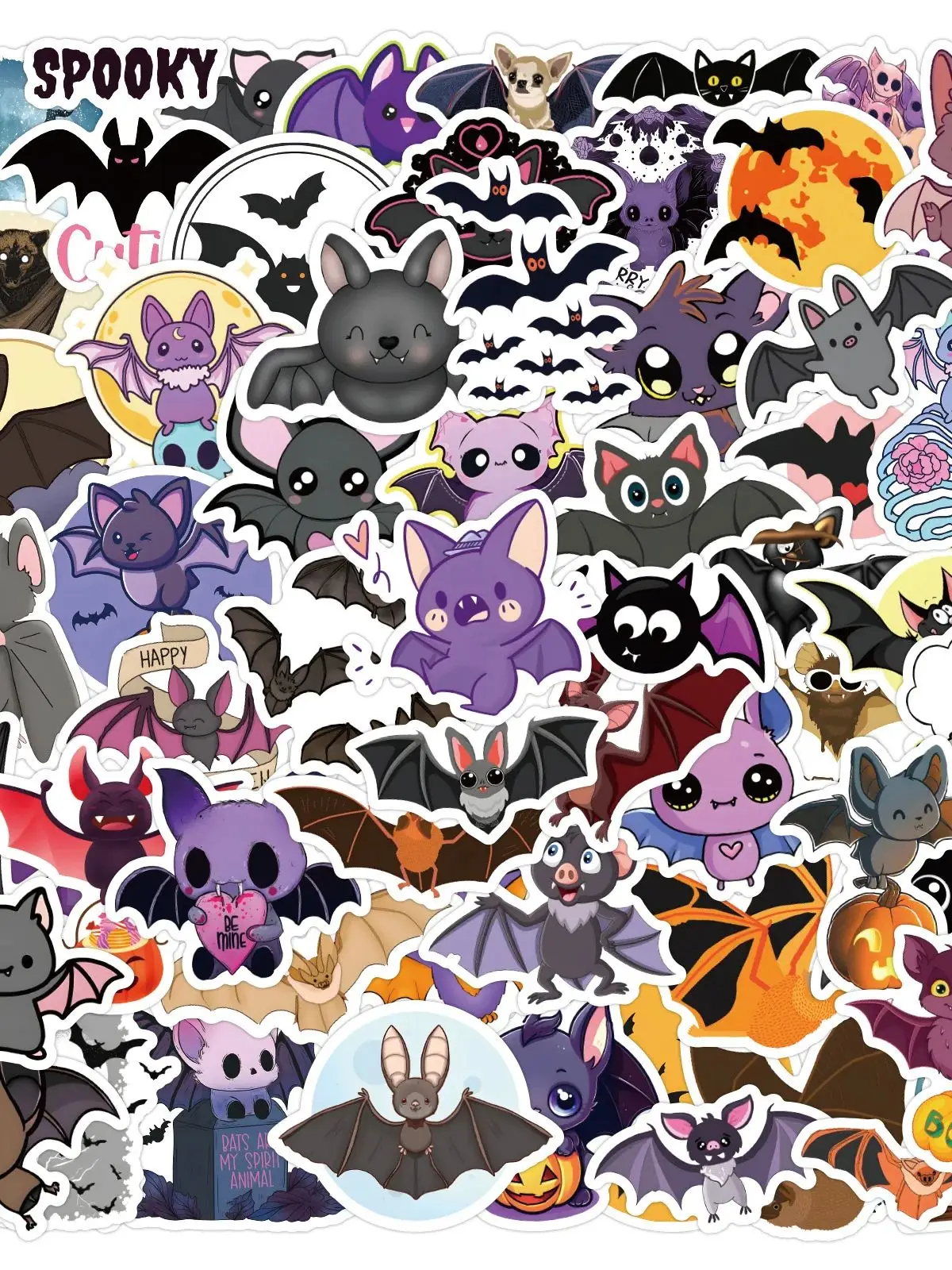 AliExpress 10/60PCS Bat Cartoon Stickers Halloween Graffiti Sticker Cute Animal Decoration Children's Toys Laptop Guitar Car Bike Decals