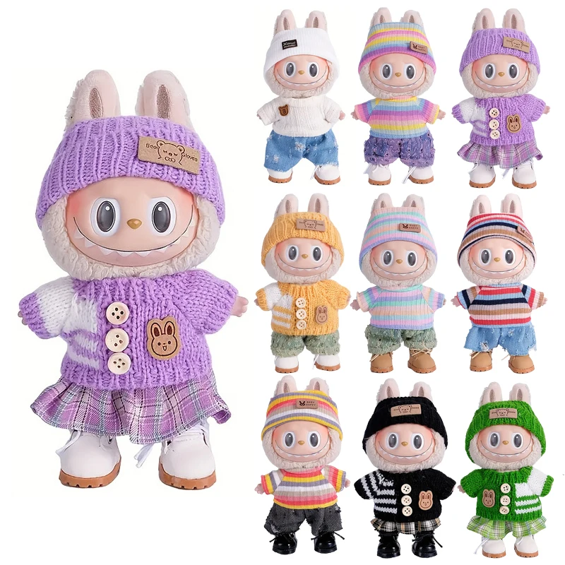 

Одежда для куклы Labubu 6,69 дюйма для buLabu с 3 нарядами — стильная рыбацкая шляпа, свитера, брюки или юбка, комплект для куклы 6,69 дюйма