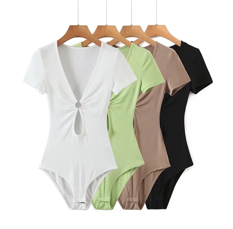 Sexy coupe ajustée longue Sve Onesie Base irt V Ne Design polyvalent tissu confortable pour les femmes Faion à la mode haut creux