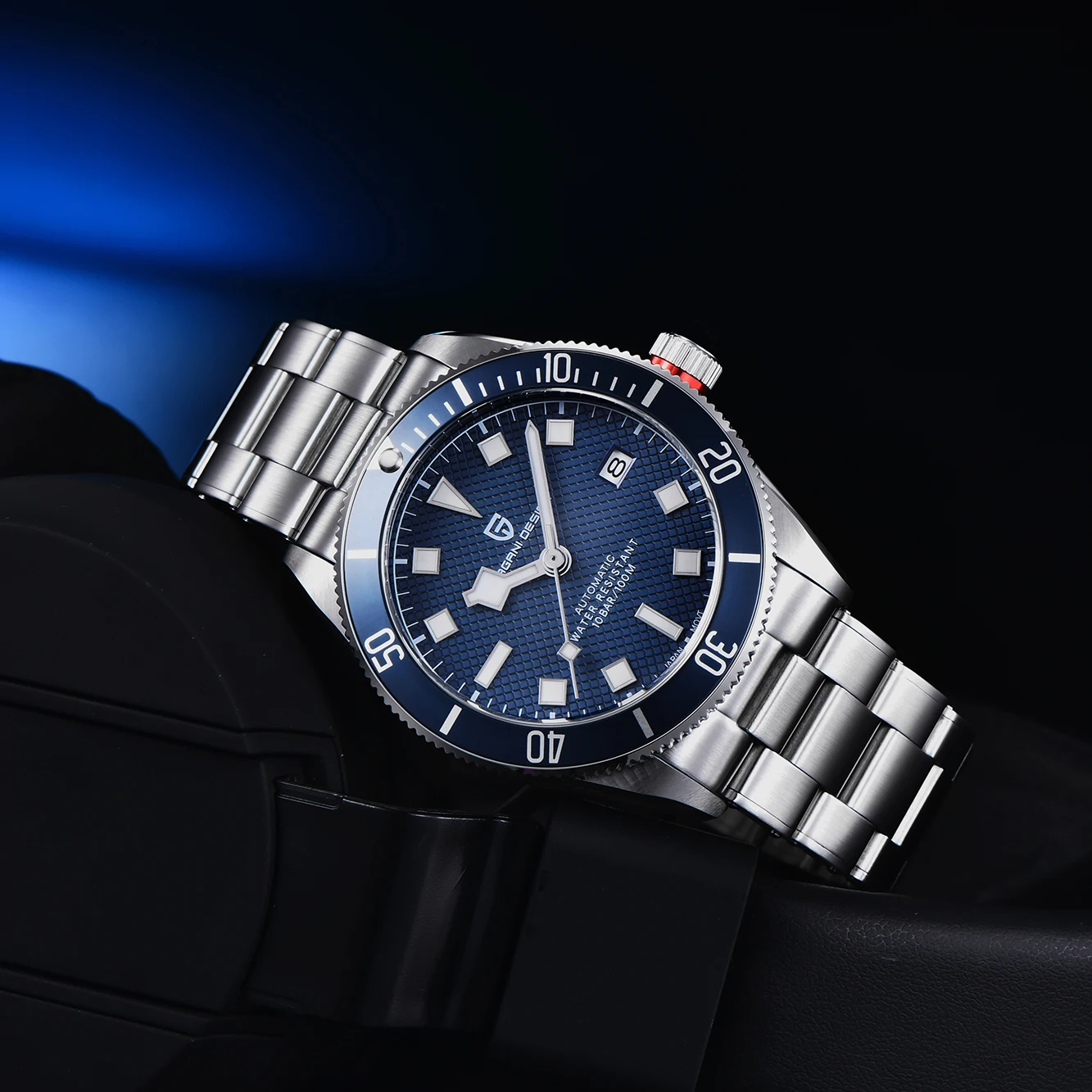 Men's Retro Blue Automatic Watch with Box