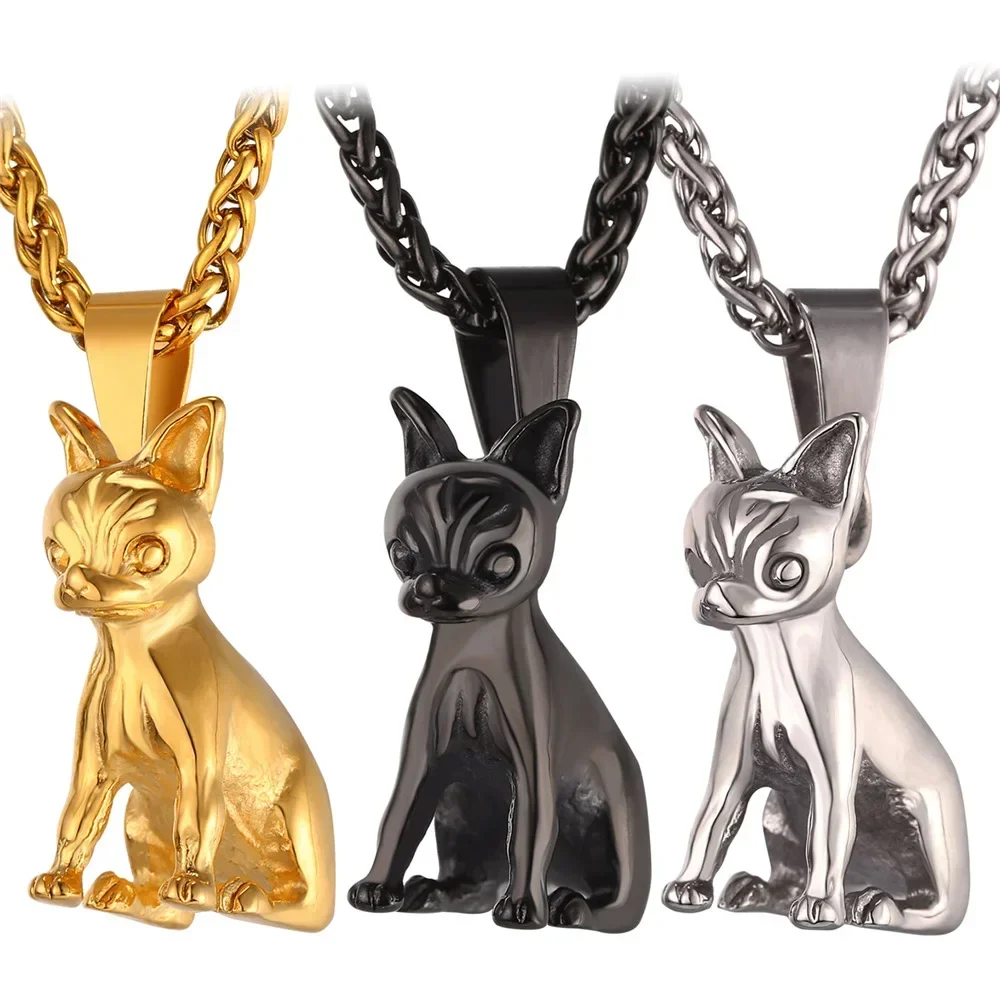 Stainless Steel Chihuahuas Dog Necklace Chokers Collar for Men Women Dainty Jewelry for Dad Charm Jewelry Birthday Party Gifts