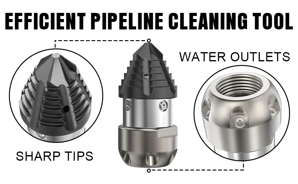 1/2 female efficiently ESEWER CLEANING ROTARY NOZZLE 0.4kg Rotating Pipe Cleaning Nozzle