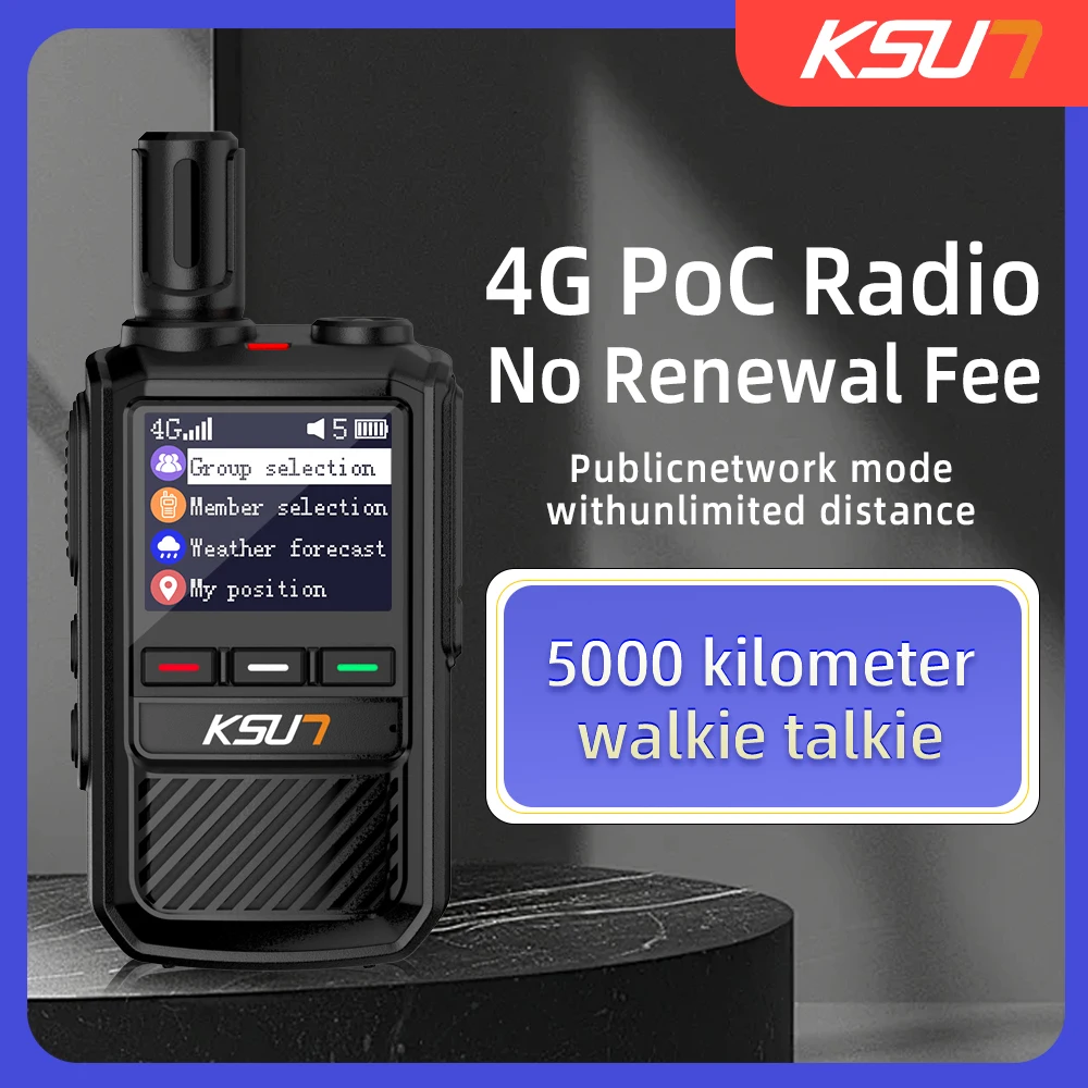 

2PCS 4G POC Walkie Talkie with Pre-paid SIM Global Network Radio Long Range PTT Two Way Radio Transceiver for Outdoor KSUT CT101
