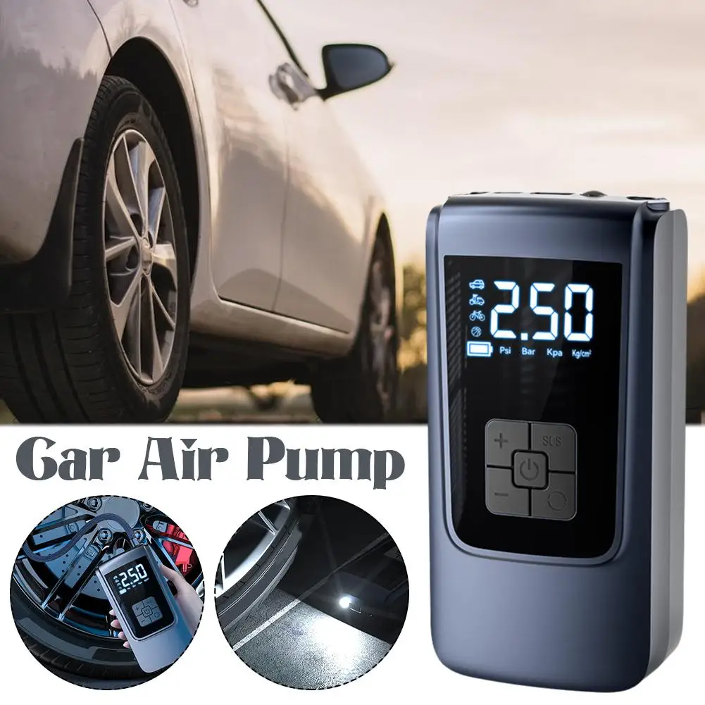 Car Tire Exigency Inflation Pump Portable Digital Display Pressure Full Control Auto Tire Tire Motorcycle Bicycle Stop Infl T4V1