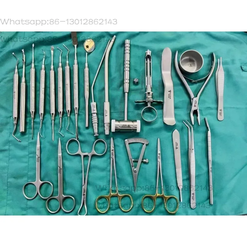 Complete 26-Piece Basic Oral Surgery Instrument Package, Professional Stainless Steel Tools for Dental Implant Operation