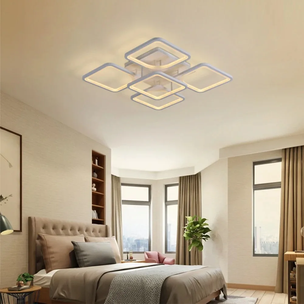 Modern LED Ceiling Lamp for Living Room Lustre Dining Bedroom Study Ceiling Light Nordic Square Ceiling Chandelier Light Fixture