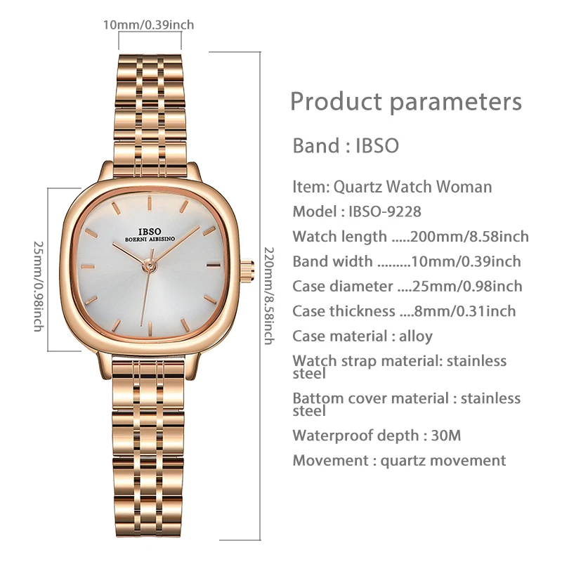 Orologio da donna di marca di lusso orologio da polso impermeabile in acciaio con quadrante piccolo in oro regalo femminile orologio da polso al quarzo in pelle quadrata di moda da donna