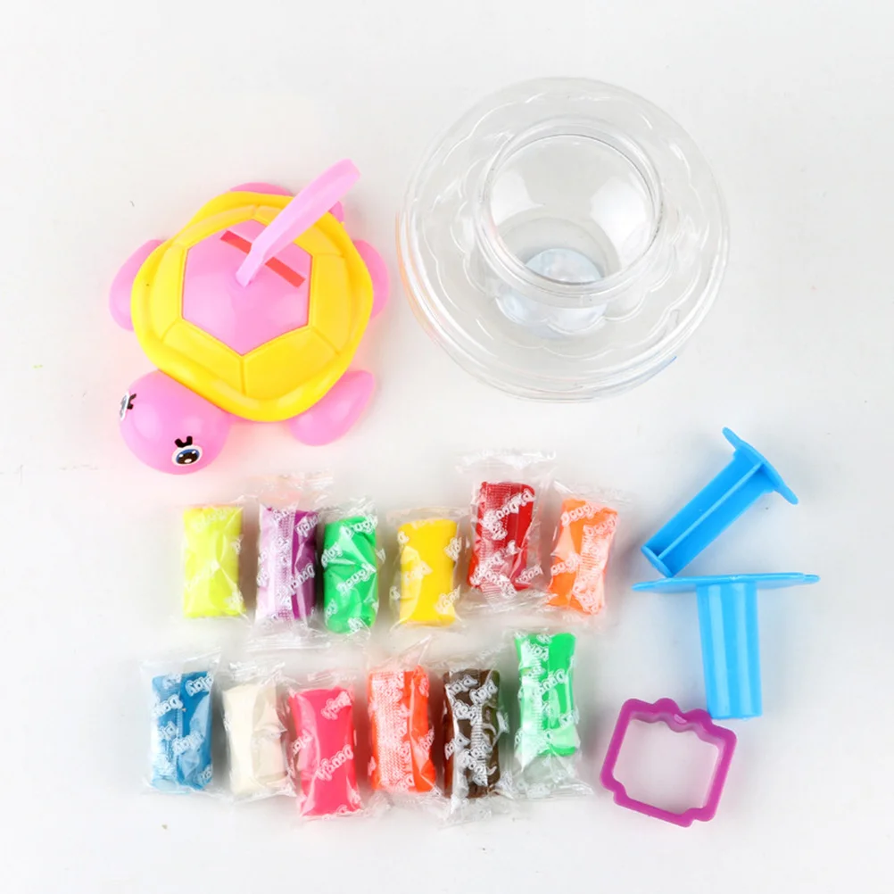1 Juego de arcilla colorida, Kits creativos de plastilina 3D, 12 colores, moldeo hecho a mano, cubo de tortuga artesanal, Color aleatorio