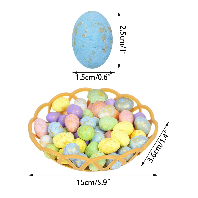 50pcs Colorful Easter Foam Eggs Artificial Bird Pigeon Egg Ornament DIY Wreath Decorative Happy Easter Party Kids Favor Supplies