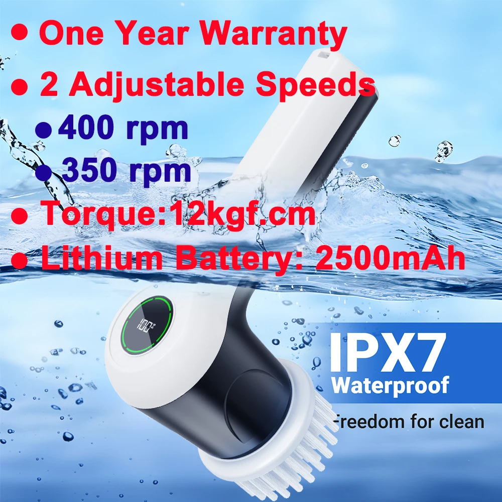 전동 스핀 스크러버 청소 브러쉬 주방 설거지용 충전식 무선 핸드헬드 스핀 스크러버