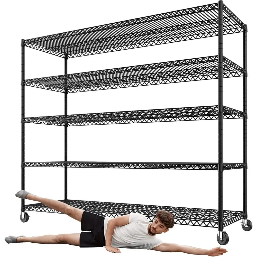 

60" W Storage Shelves Wire Shelving with Wheels 3200 lbs Heavy Duty Steel Metal Shelving Unit Shelf Rack for Warehouses,G