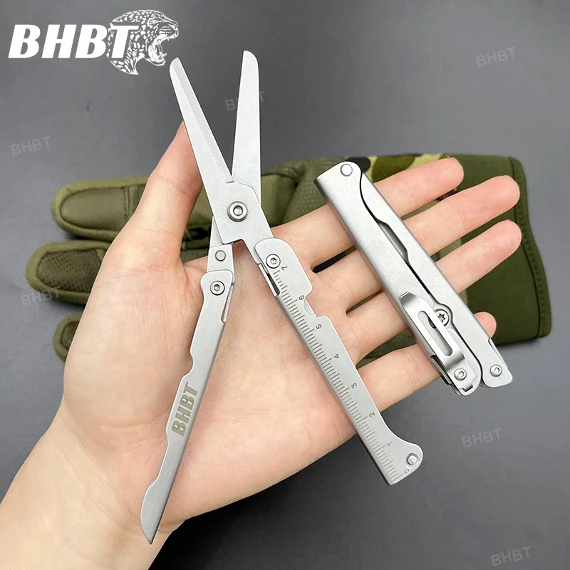 BHBT Big Scissors With Back Clip Graduated Scale Outdoor Tools EDC Tools