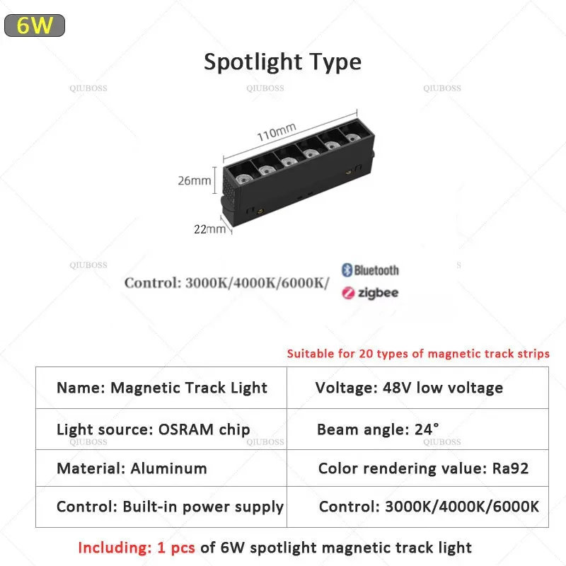 2.0 type Smart Magnetisch Track Light Tuya Zigbee 3.0 DC48V LED Downlight Spot Flood Grille Lampen Modern Home Woonkamer Zwart ﻿ - afbeelding 1