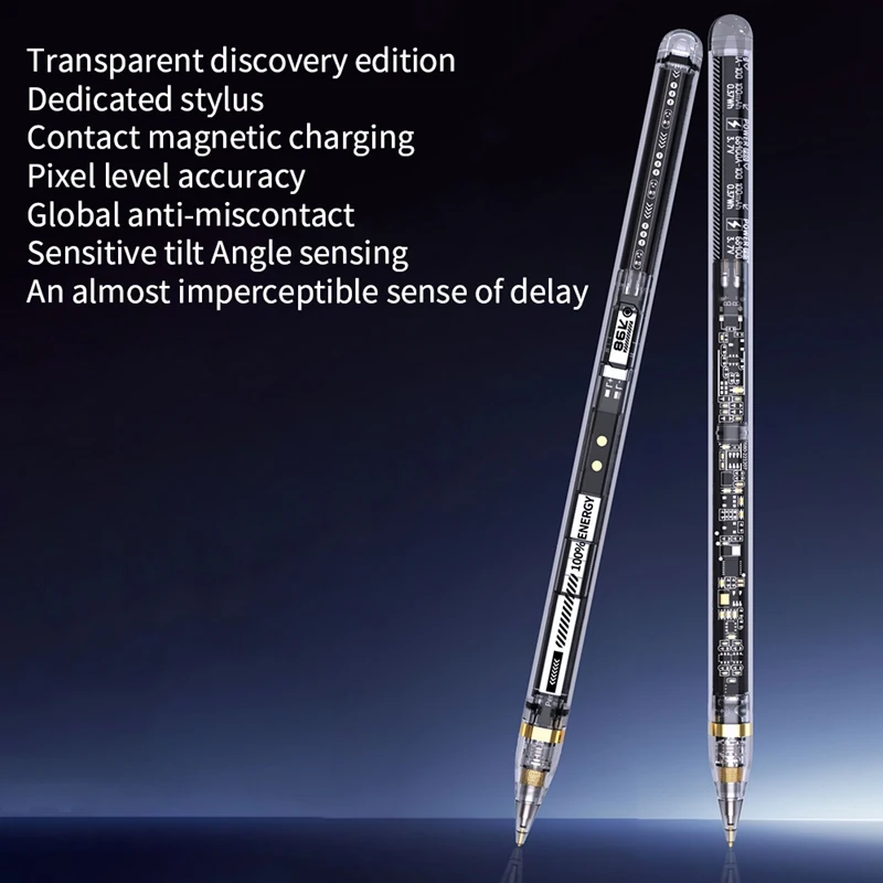 Lápiz transparente para tabletas Air 4, 5 Pro, 11, 12,9, Mini 6, con carga inalámbrica, lápiz táctil antipalma