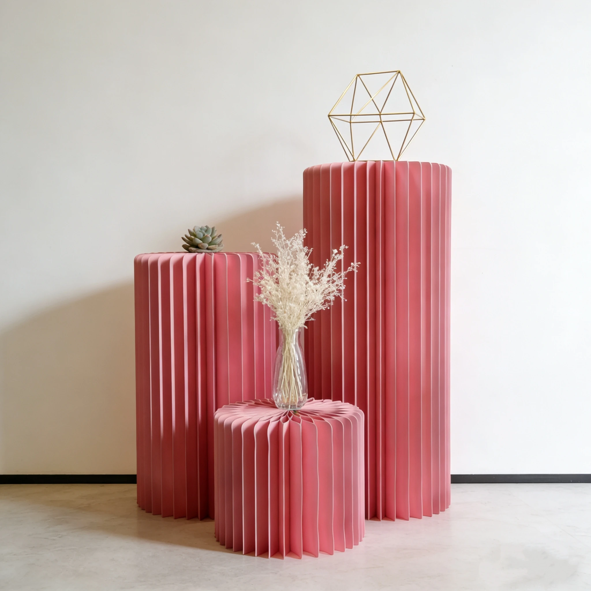 Folding Dessert Table Cylinder Roman Column Paper Product Display Stand Car Delivery Area Store Decoration