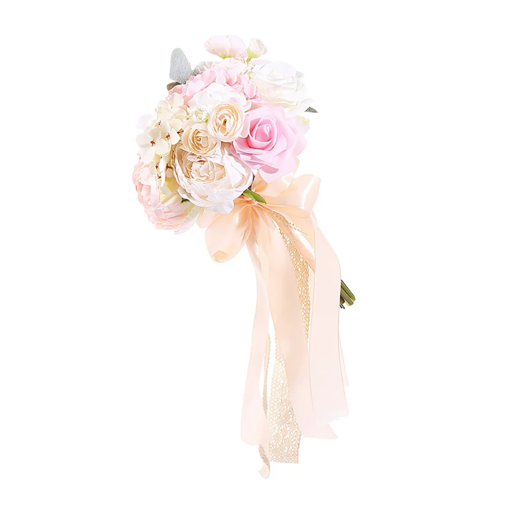 

Pink Rose Wedding Bouquet Bridal Artificial Silk Flower Delicate Bridal Holding Flower for Wedding Party Decor
