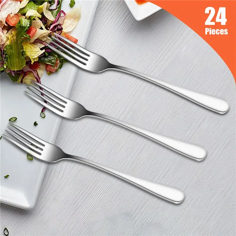 24 Pieces Dinner Forks Set 7.1 Inch Silver Stainless Steel Dinner Forks, Forks Silverware, Forks For Home Top-Rated