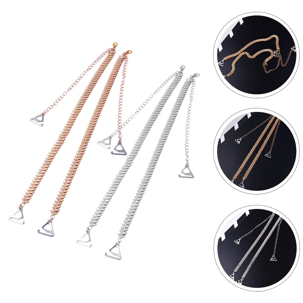 

2 Pairs Metal Leaf Shoulder Straps Decor Chain Accessories Decorative Invisible Dress for Strapless