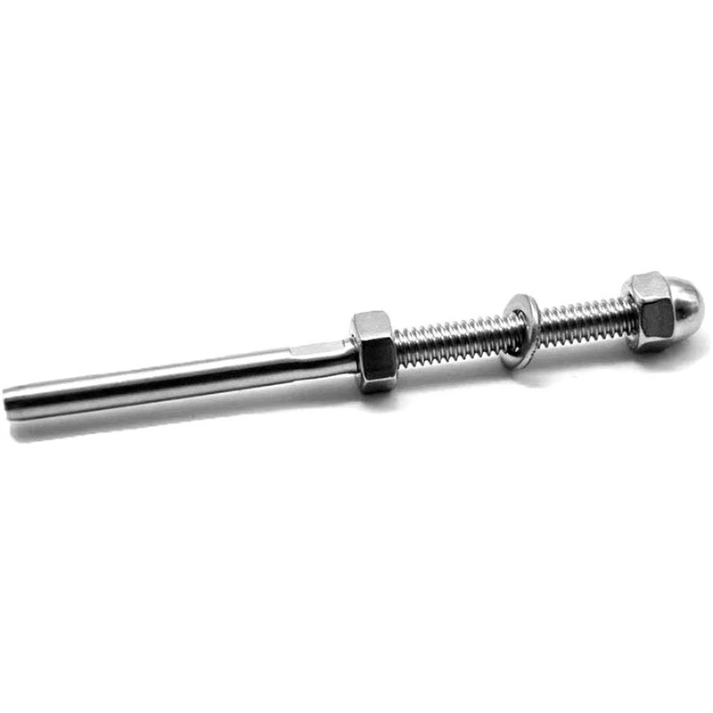 12 Pack Threaded Terminal Stud 316 Stainless Steel Marine Grade Stud End Fitting Terminal For 3/16 Inch Cable Deck Railing Hand