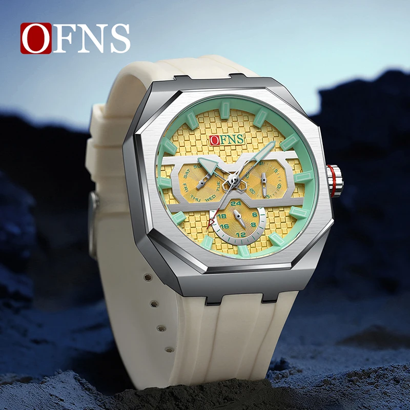 OFNS Top Brand Luxury Quartz Watch Men High Quality Stainless Steel Dress Wrist Watch Man Waterproof Chronograph Quartz Watches