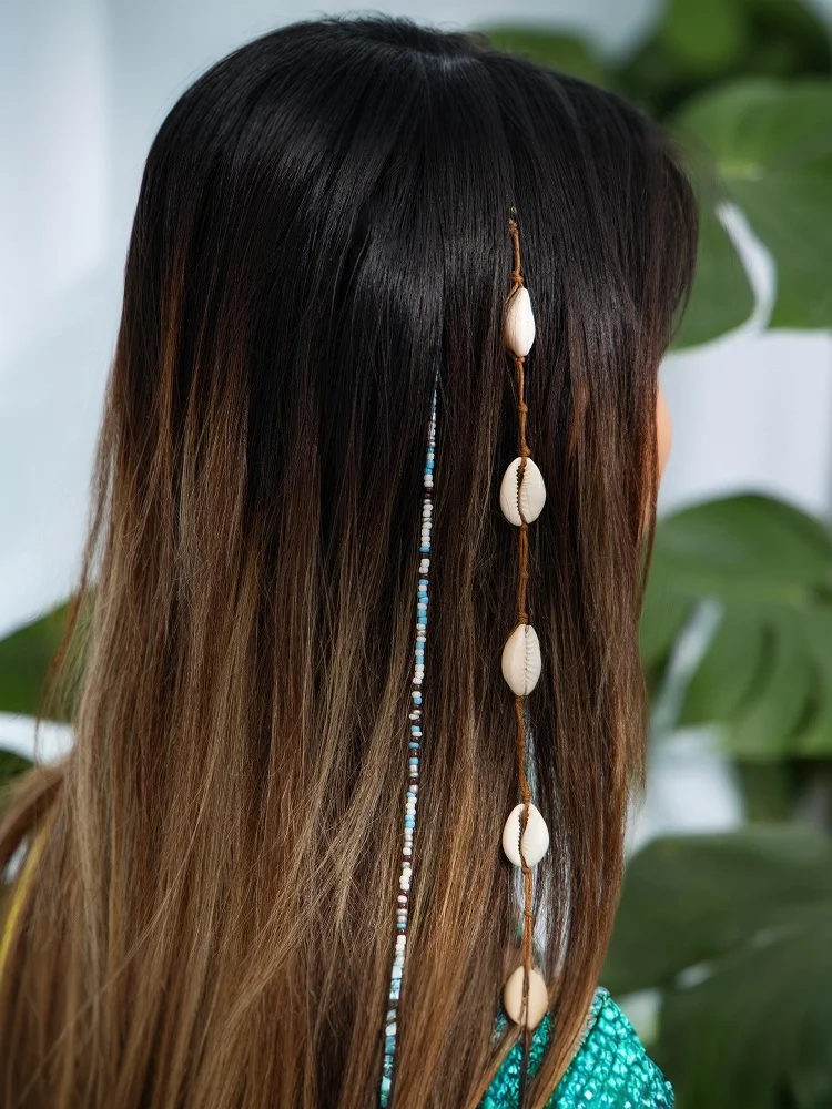 Festival-Haarverlängerungen mit Muschelperlensträngen, wasserfester Beschichtung, Boho-Meerjungfrauen-Stil, Dreadlock-Schmuck für Zöpfe – Detail 8