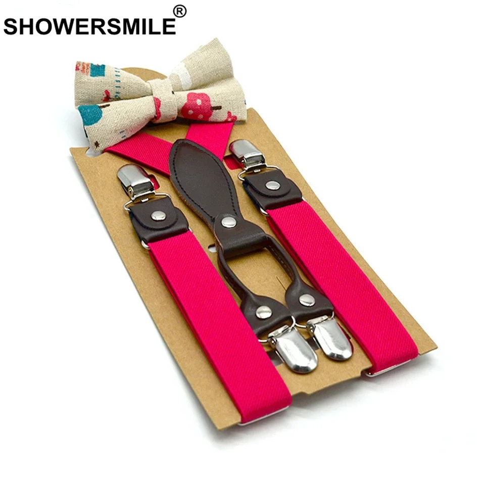 SHOWERSMILE เด็กทารก Suspenders Designer Braces สําหรับเด็ก Bowtie Suspenders ชุด Unisex เด็กสาวสีเหลือง Suspenders 65 ซม.