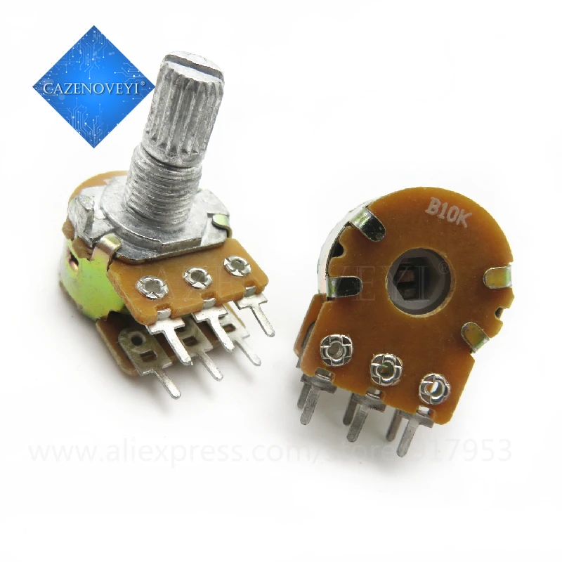 5pcs/lot B1K B2K B5K B10K B20K B50K B100K B500K B1M 6Pin Shaft WH148 Potentiometer 1K 2K 5K 10K 20K 50K 100K 500K 1M